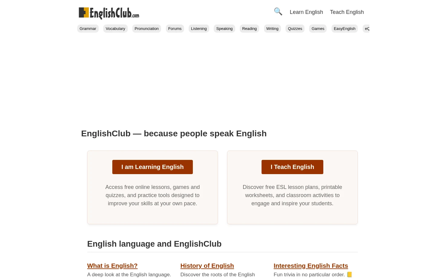 EnglishClub.com 页面快照